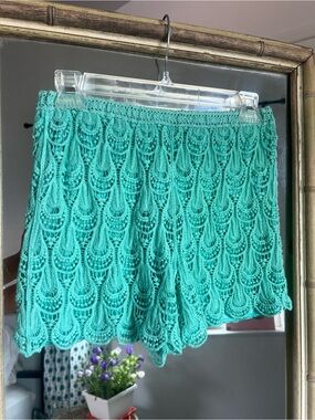 Dead Stock Turquoise Crochet Mini Shorts